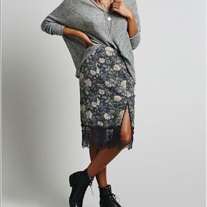 Free People Storyteller Floral Pencil Skirt